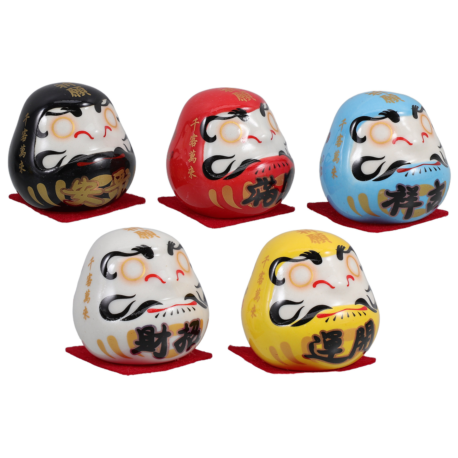 Office Table Home - 5Pcs Ceramic Dharma Statue Japanese Style