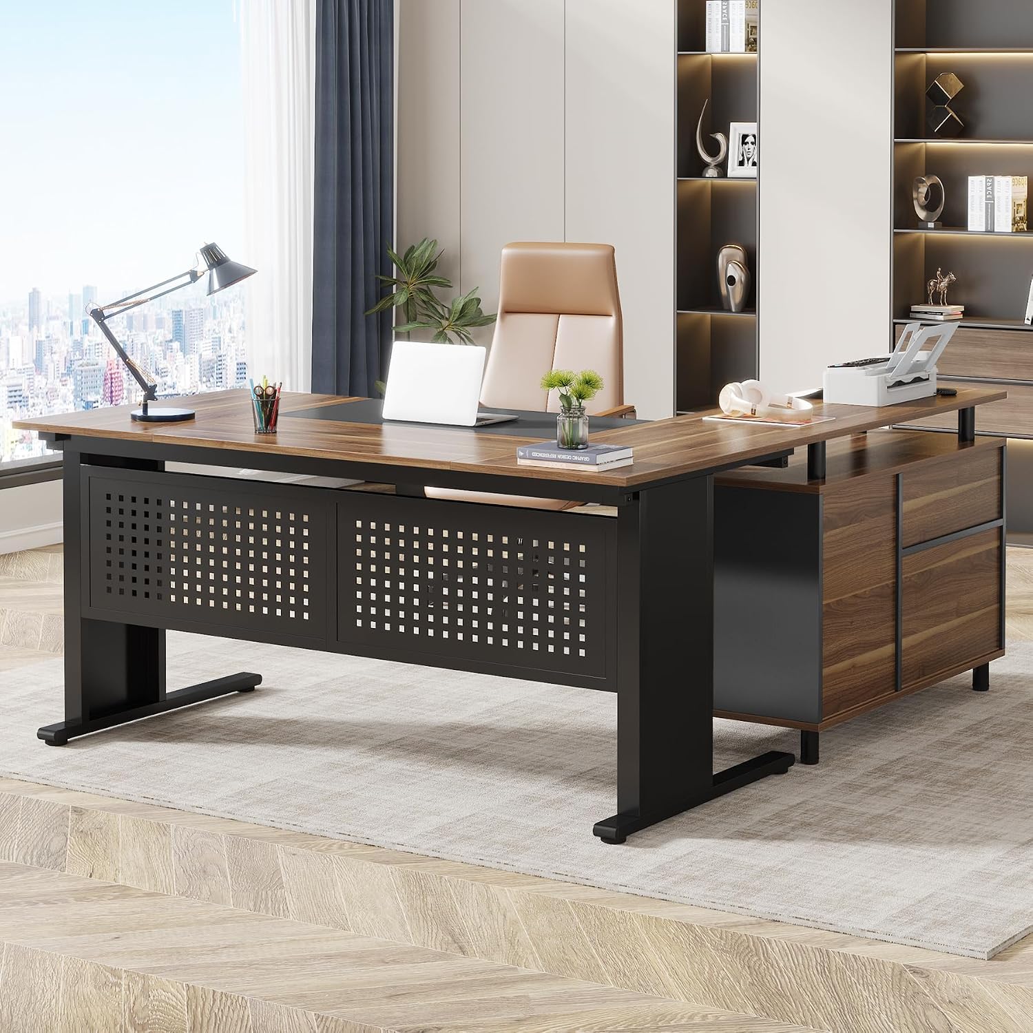 Home Office L Shaped Desk - 63 Inch L Shaped Executive Desk