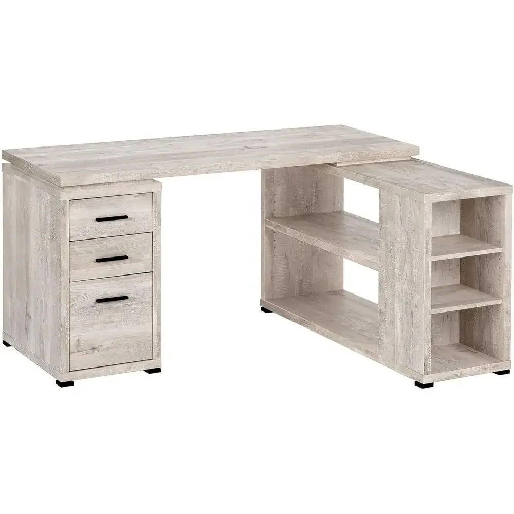 Home Office L Shaped Desk - 60 L-Shaped Desk, Taupe Reclaimed Wood,