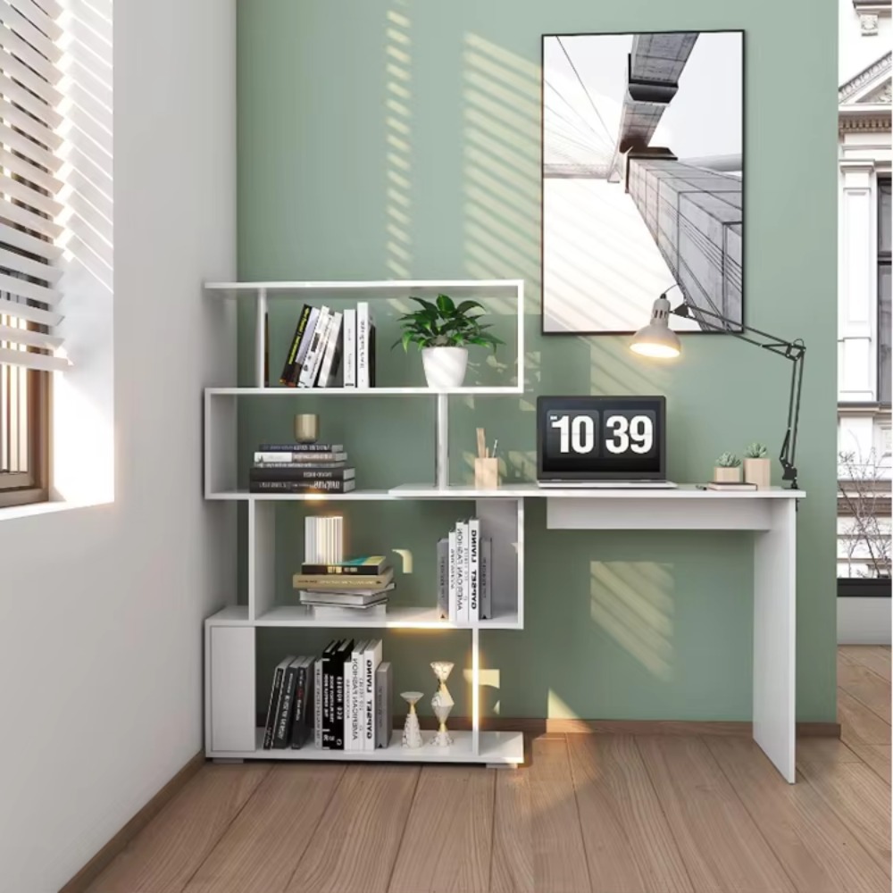 Home Office L Shaped Desk - L-Shaped Computer Desk with Bookshelf, Corner
