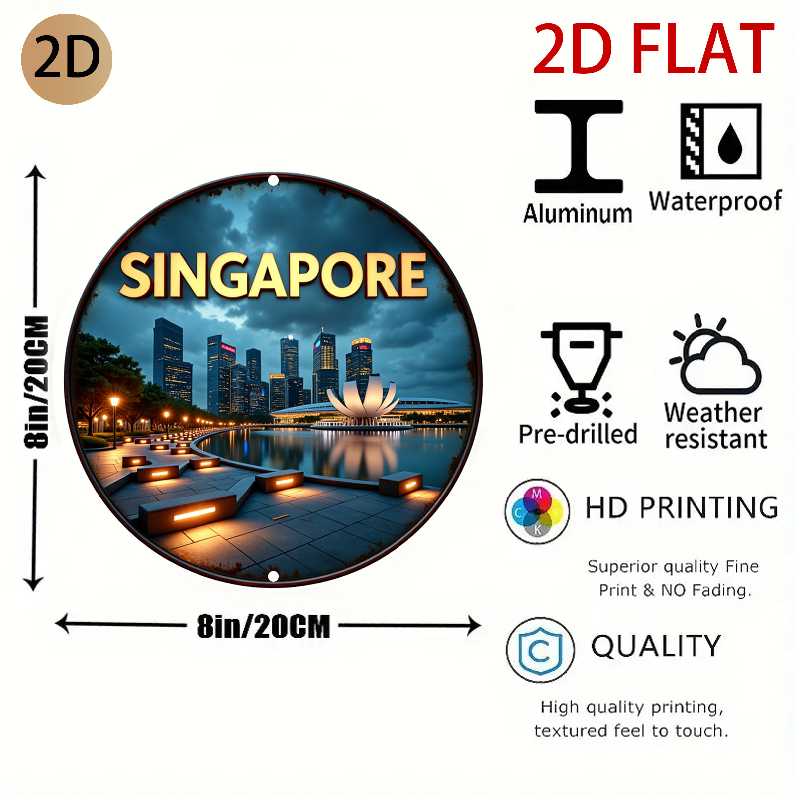 2D Flat Circular City Skyline  - Home Office Singapore 评论和价格