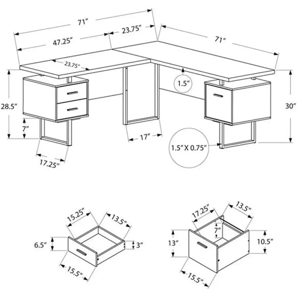 L-Shaped 70 Computer Desk with - Home Office L Shaped Desk 评论和价格