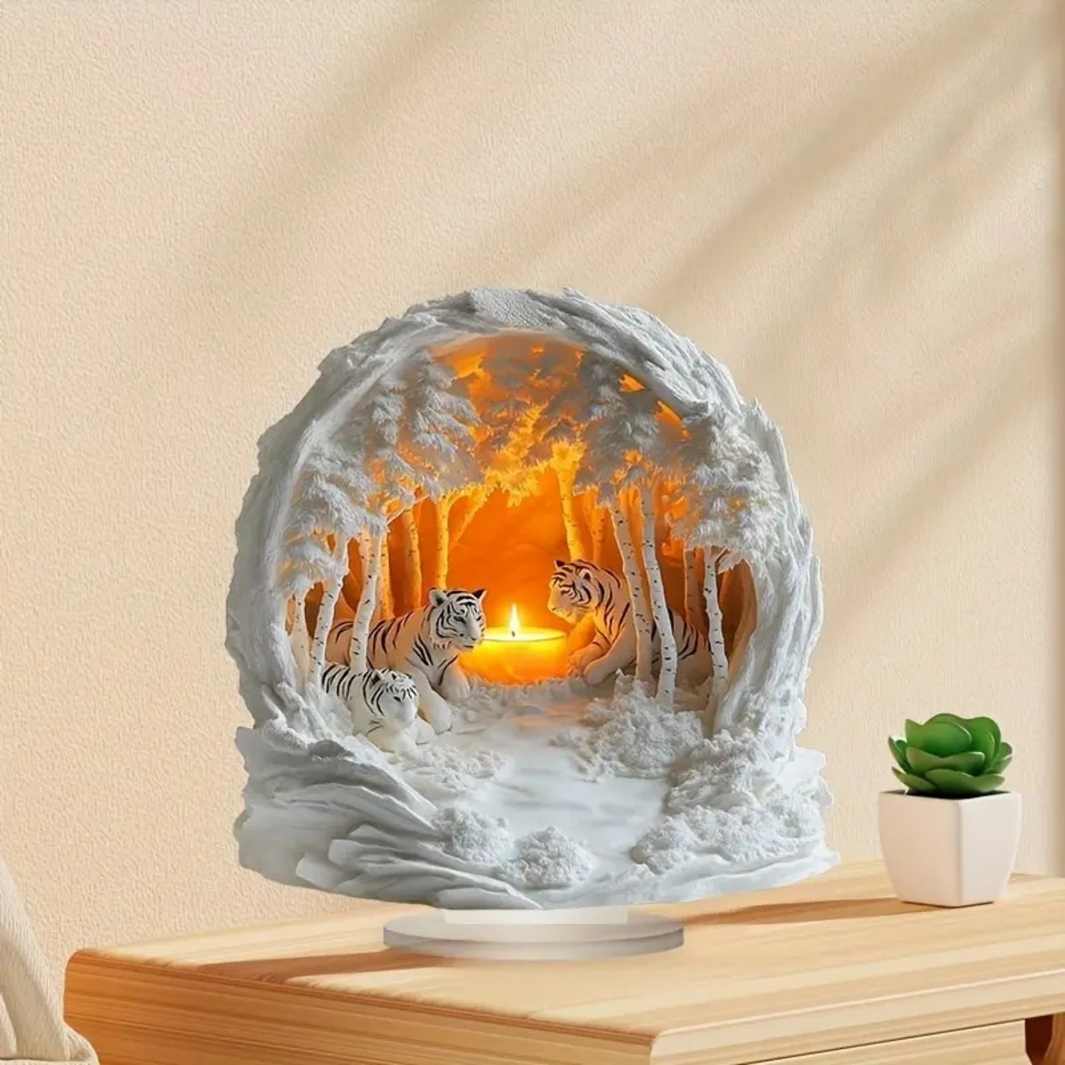 Two Tigers Statue,2D Flat Anim - Office Table Home 评论和价格