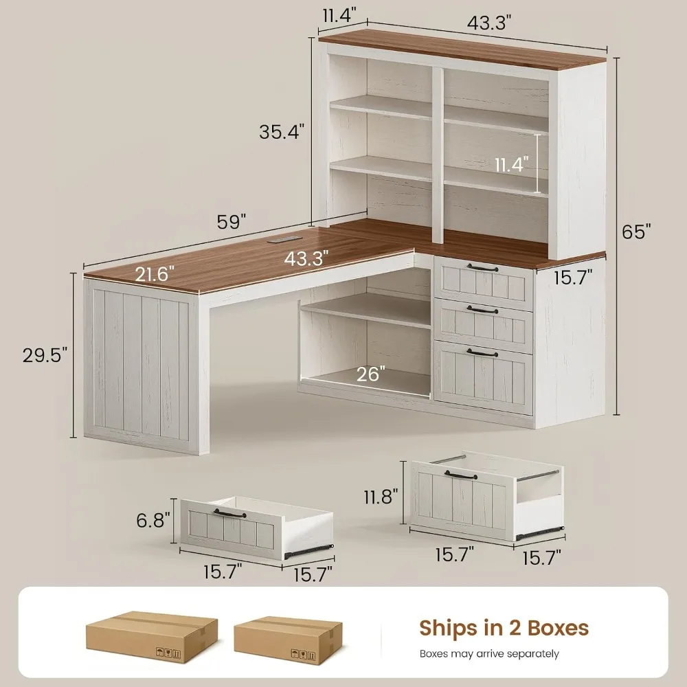 SEDETA Farmhouse L Shaped Comp - Home Office L Shaped Desk 评论和价格