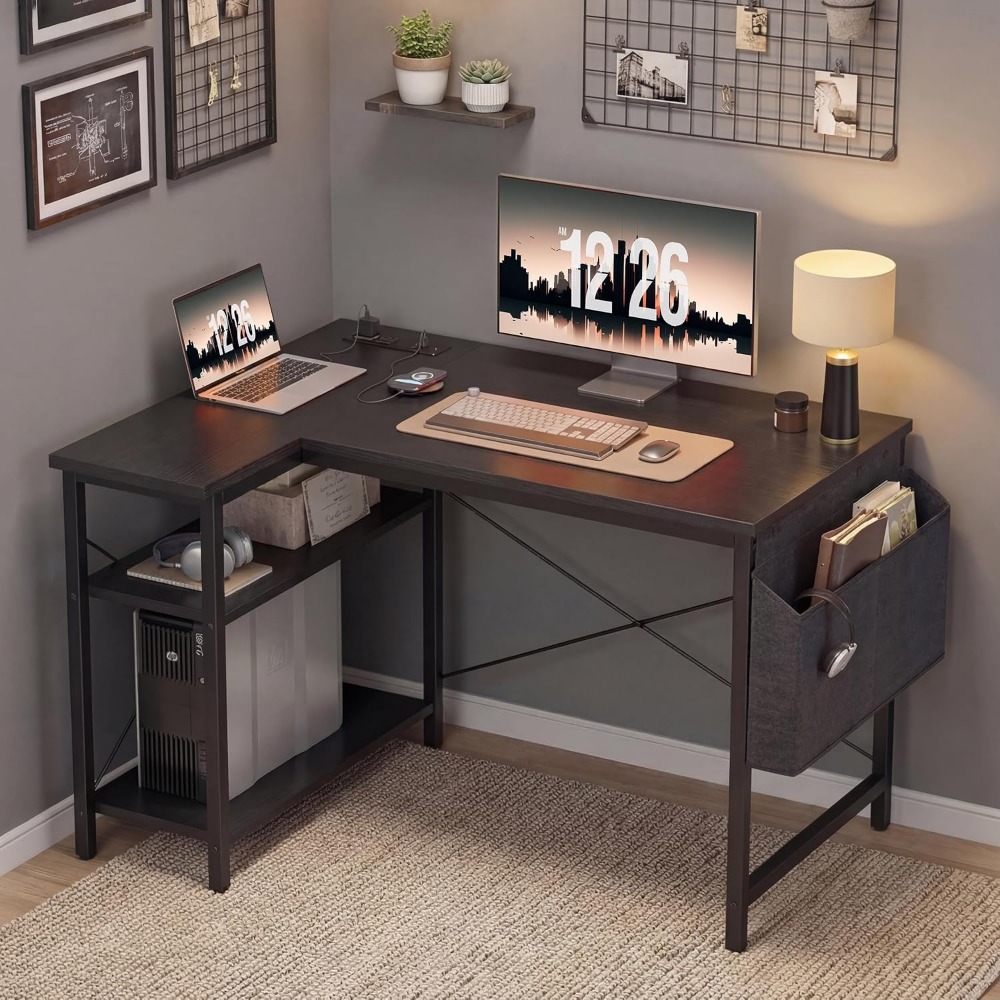 L Shaped Computer Desk with Po - Home Office L Shaped Desk 评论和价格