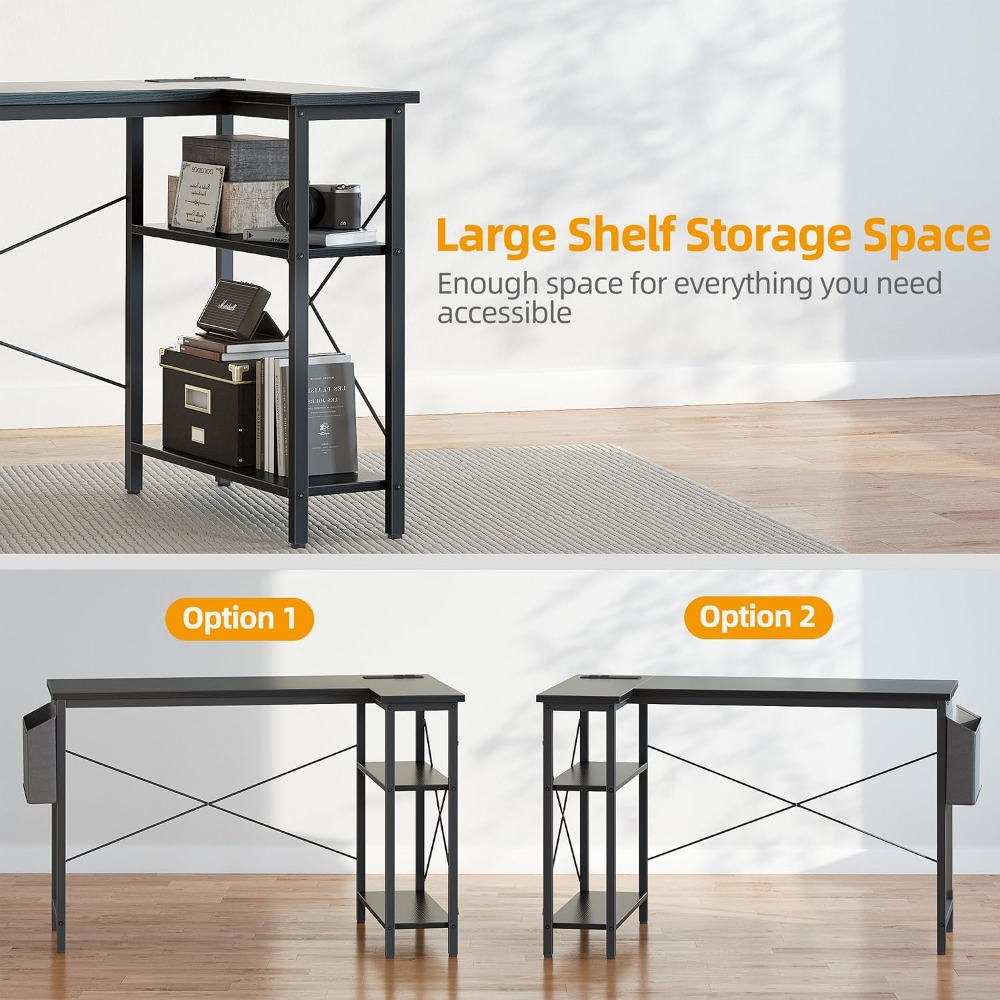 L Shaped Computer Desk with Po - Home Office L Shaped Desk 评论和价格
