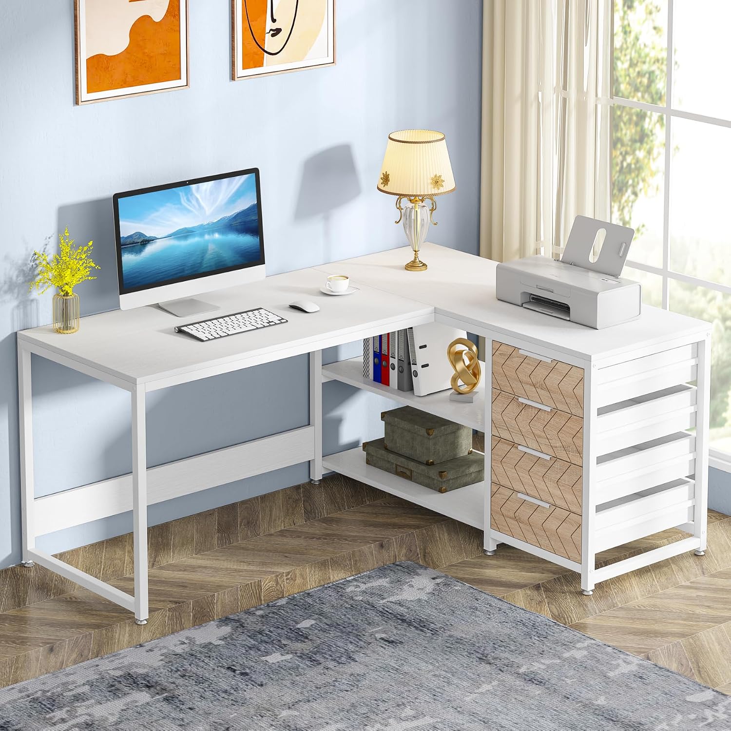 L Shaped Computer Desk with Dr - Home Office L Shaped Desk 评论和价格