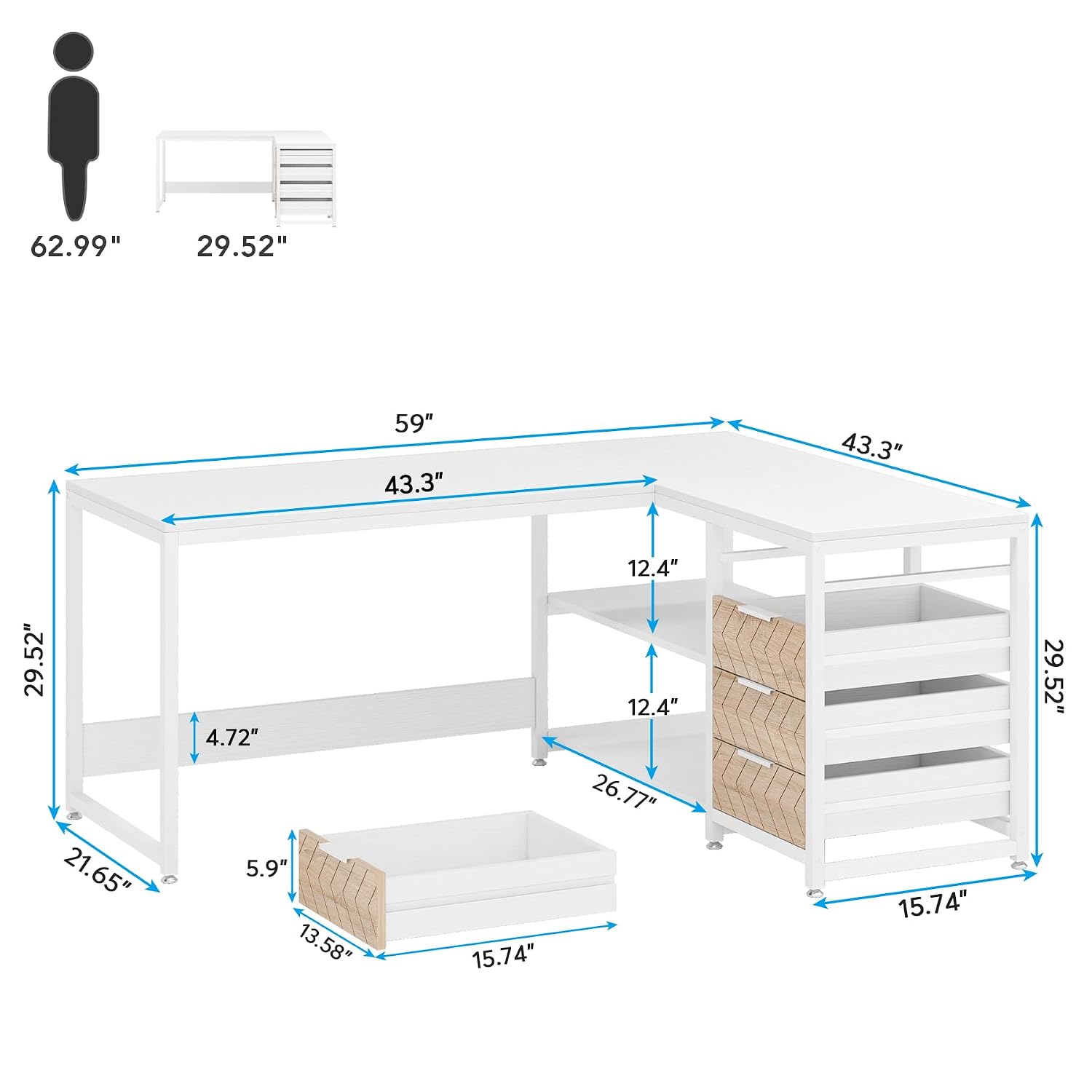 L Shaped Computer Desk with Dr - Home Office L Shaped Desk 评论和价格