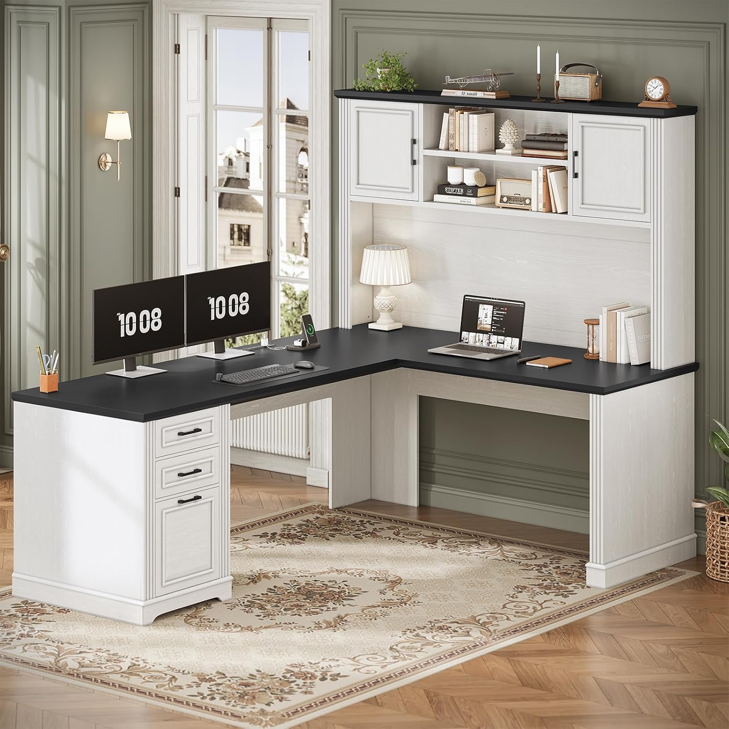 L Shaped Desk with Hutch & 3 D - Home Office L Shaped Desk 评论和价格
