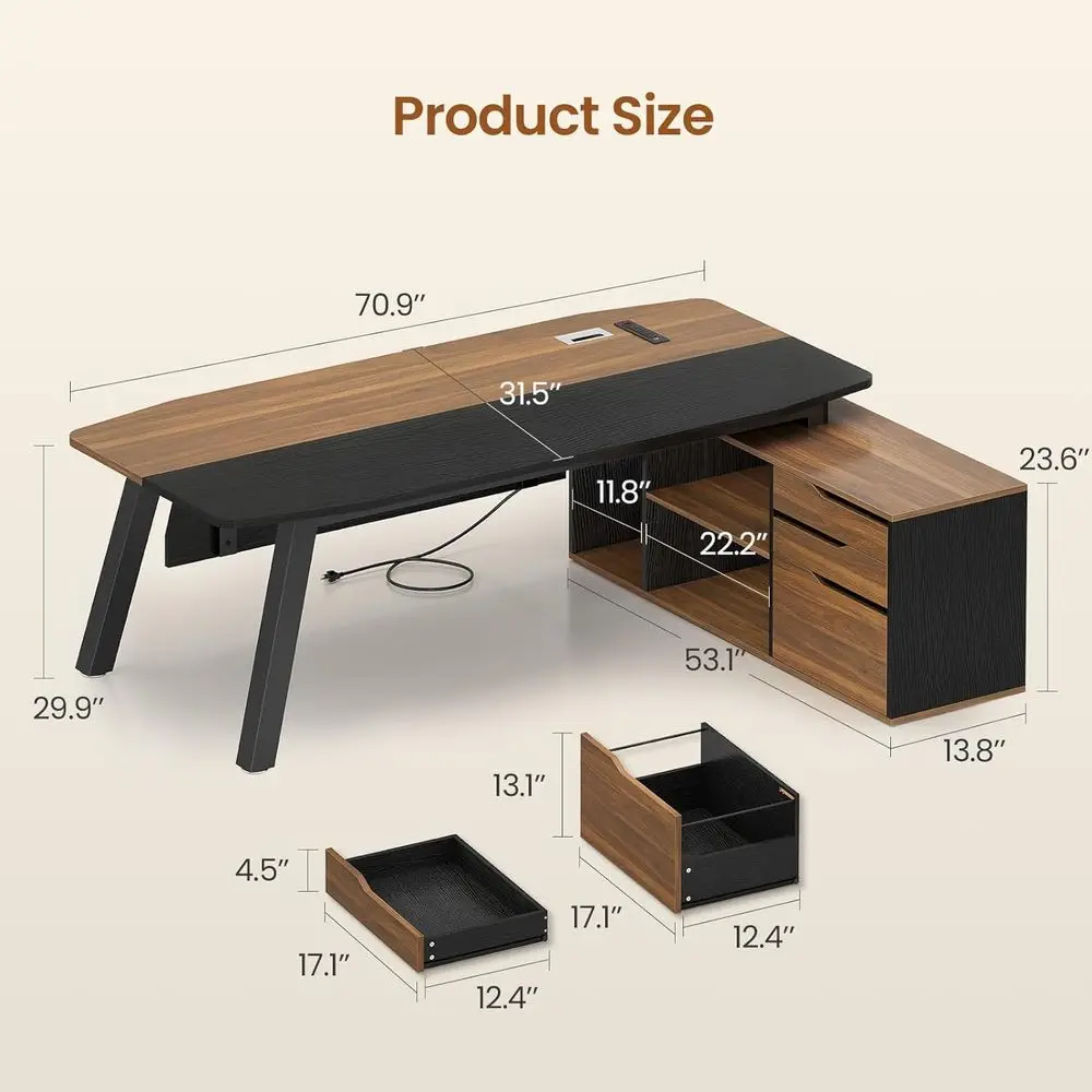 71 Inch Large Office Desk with - Home Office L Shaped Desk 评论和价格