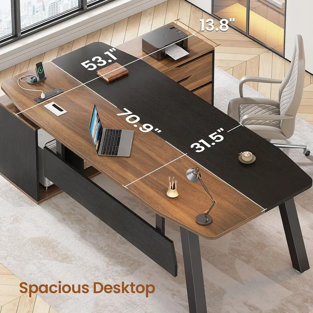 71 Inch Large Office Desk with - Home Office L Shaped Desk 评论和价格