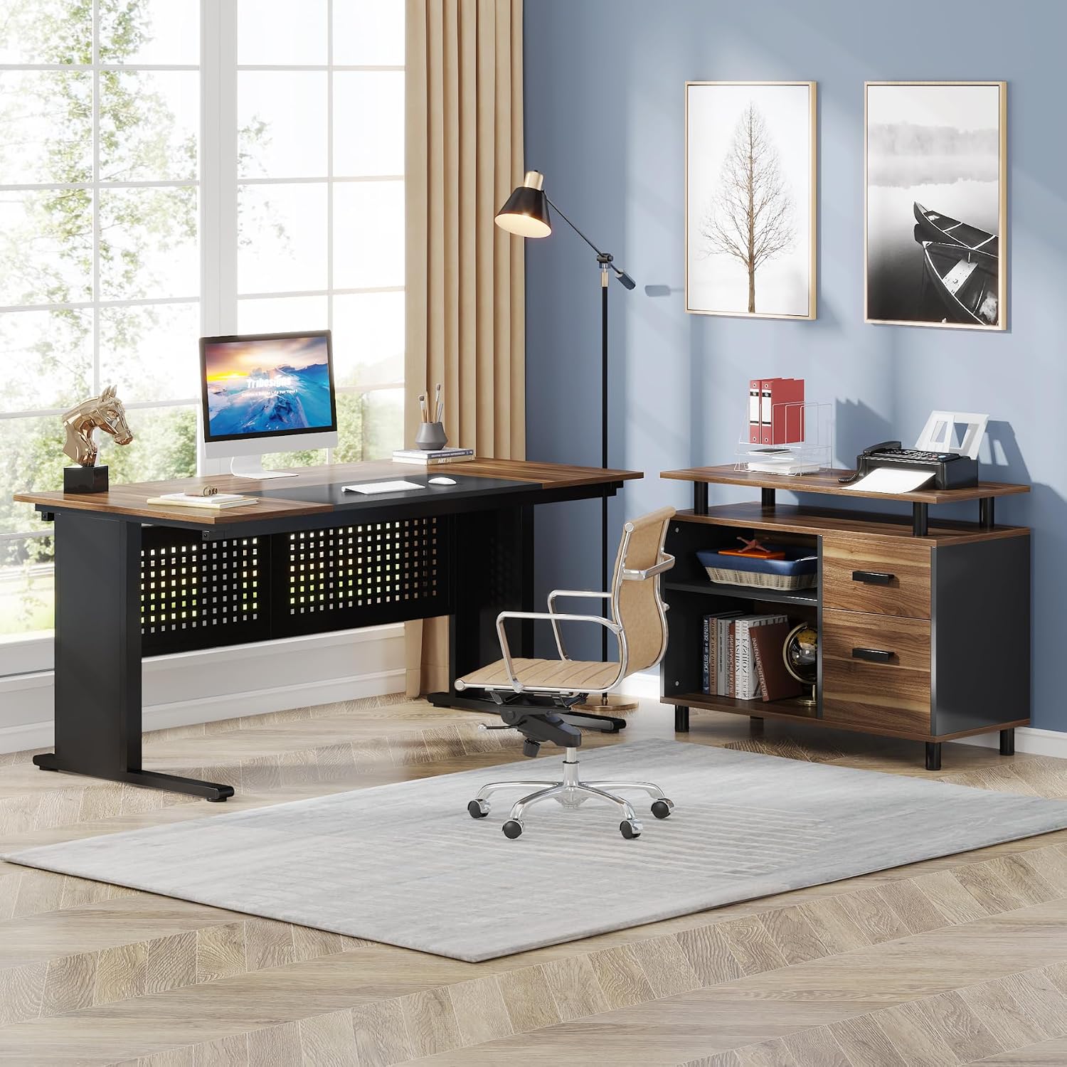63 Inch L Shaped Executive Des - Home Office L Shaped Desk 评论和价格