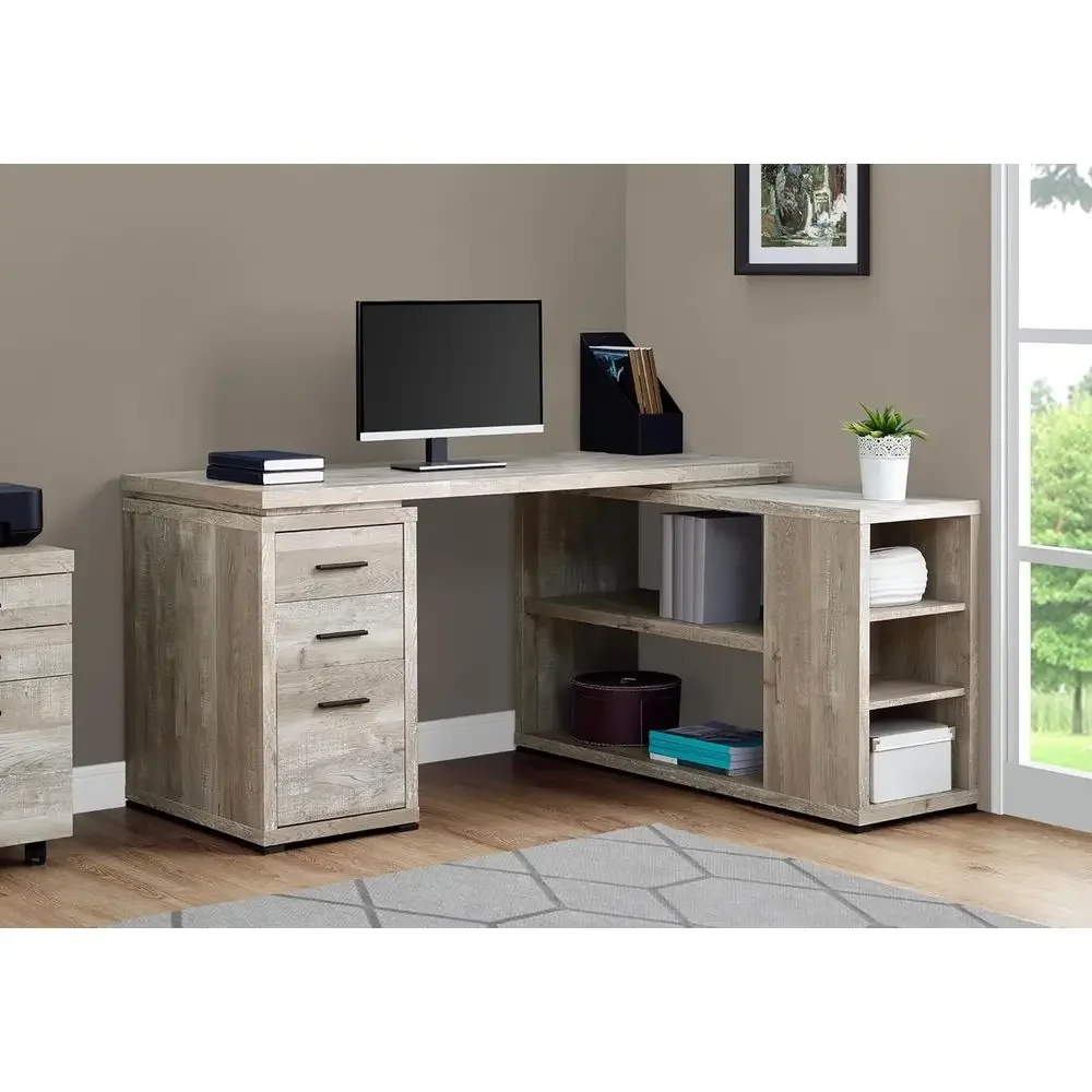 60 L-Shaped Desk, Taupe Reclai - Home Office L Shaped Desk 评论和价格