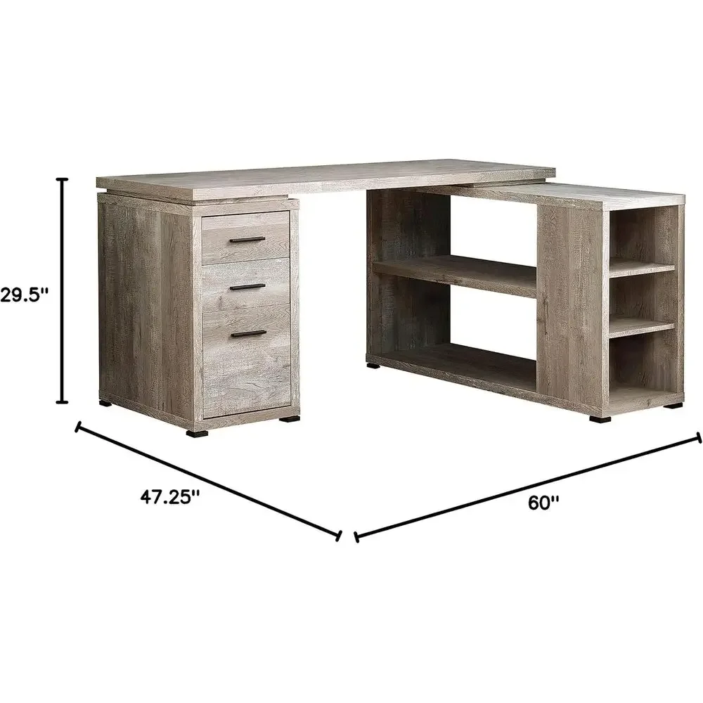 60 L-Shaped Desk, Taupe Reclai - Home Office L Shaped Desk 评论和价格