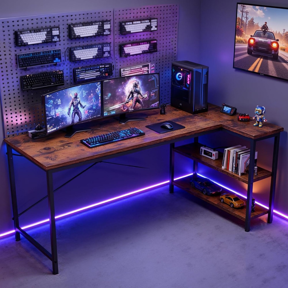 47 Inch L-Shaped Desk with She - Home Office L Shaped Desk 评论和价格