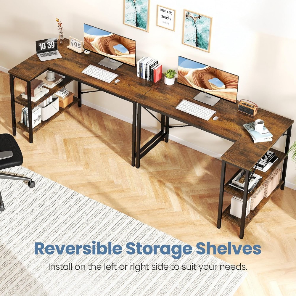 47 Inch L-Shaped Desk with She - Home Office L Shaped Desk 评论和价格