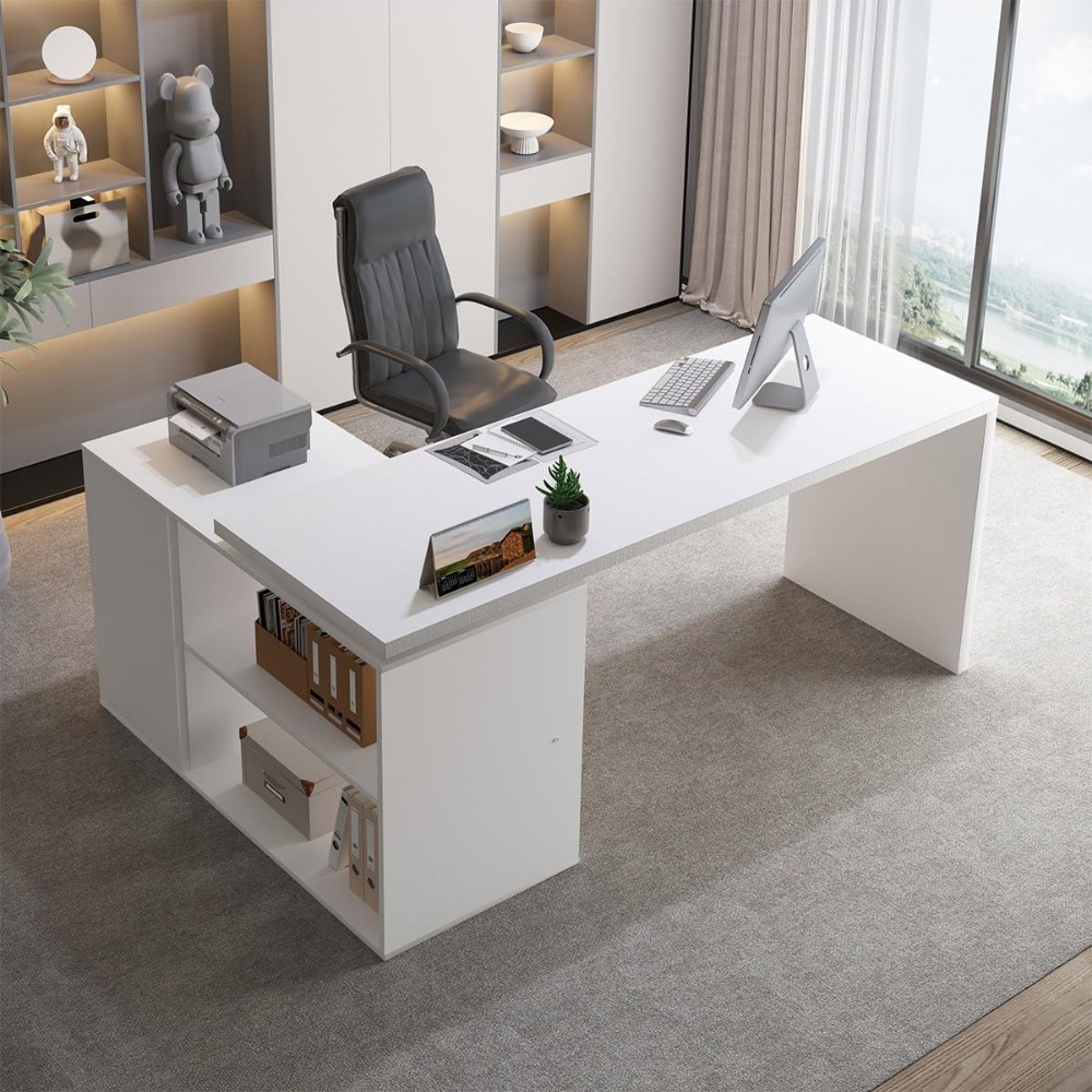 HSH White L Shaped Computer Co - Home Office L Shaped Desk 评论和价格
