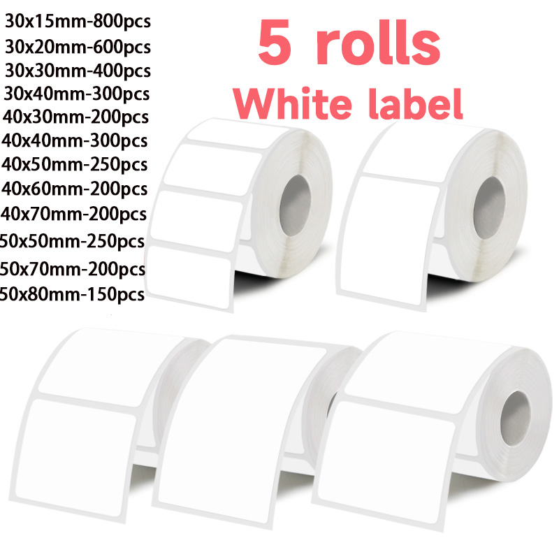 5 Rolls of White Label Sticker - Label Maker Machine 评论和价格