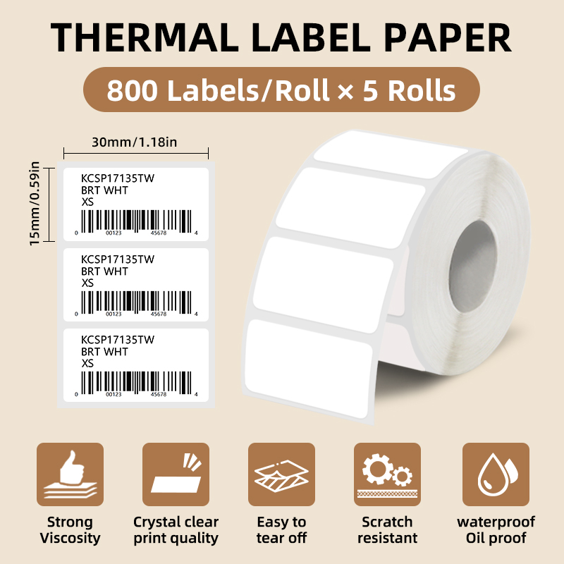 5 Rolls of White Label Sticker - Label Maker Machine 评论和价格