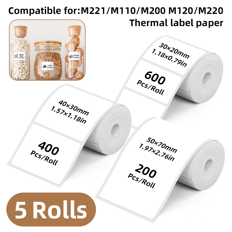 5 Rolls of White Label Sticker - Label Maker Machine 评论和价格